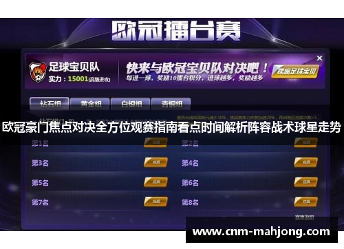 欧冠豪门焦点对决全方位观赛指南看点时间解析阵容战术球星走势 欧冠豪门焦点对决全方位观赛指南看点时间解析阵容战术球星走势