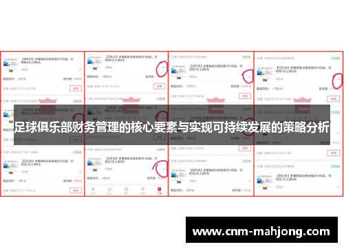足球俱乐部财务管理的核心要素与实现可持续发展的策略分析